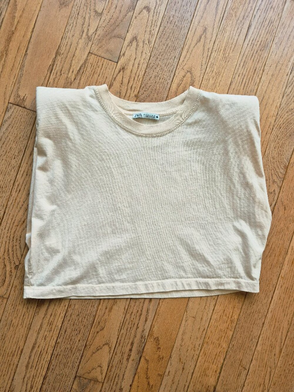 ZARA Shoulder Pad Shirt Crop Top Blush Pink Muscle Tee Medium